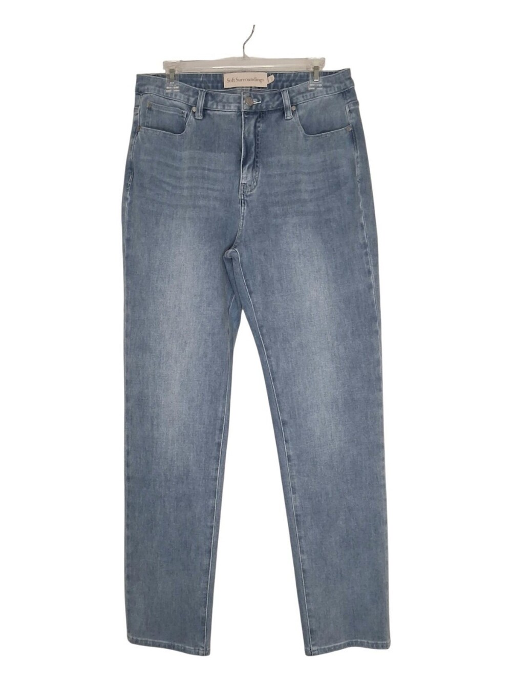 Soft Surroundings High Waist Straight Leg Light Wash Stretch Denim Jeans Sz 12T